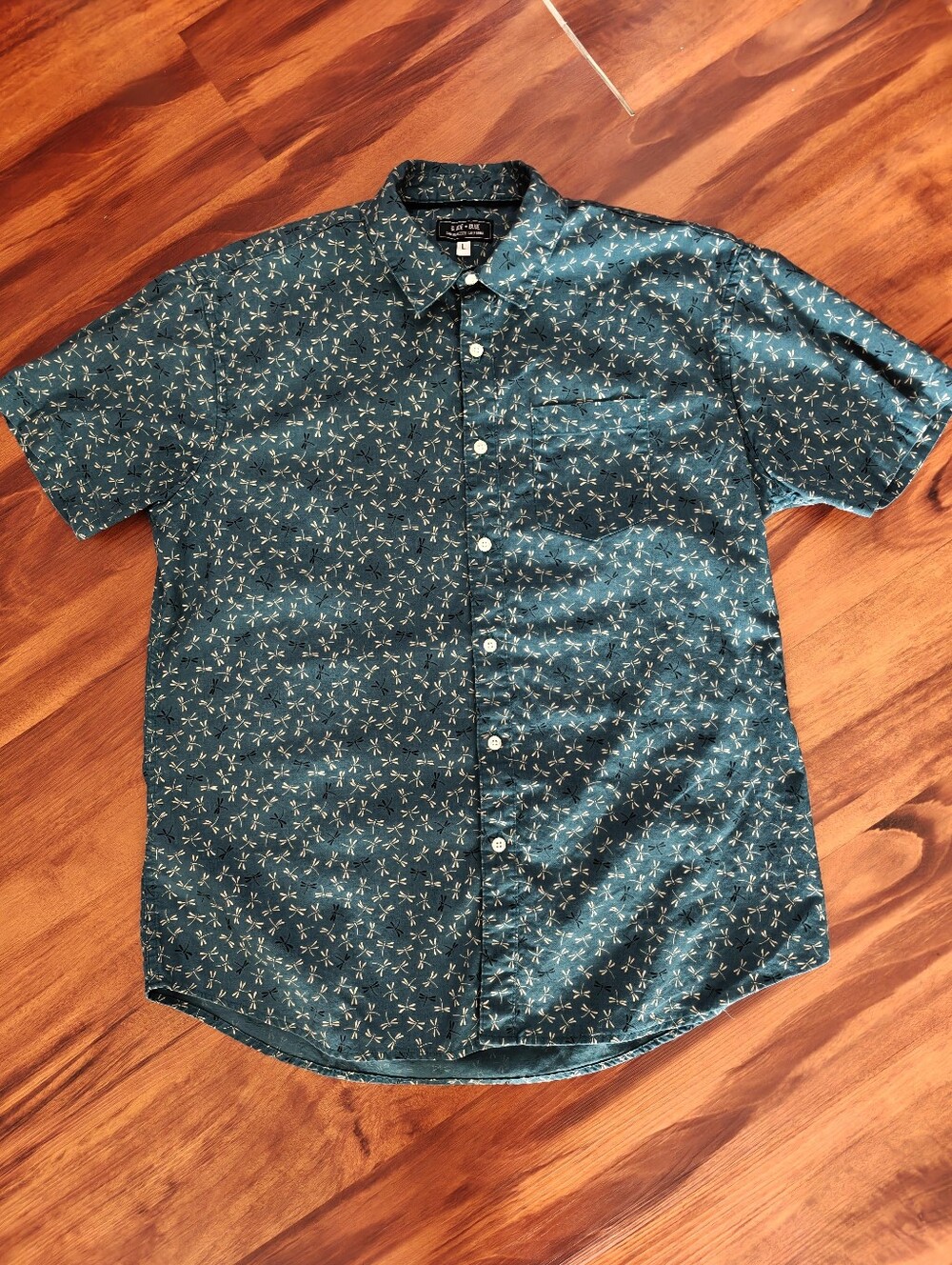 Blade + Blue Dragonfly Teal Short Sleeve Button-Down